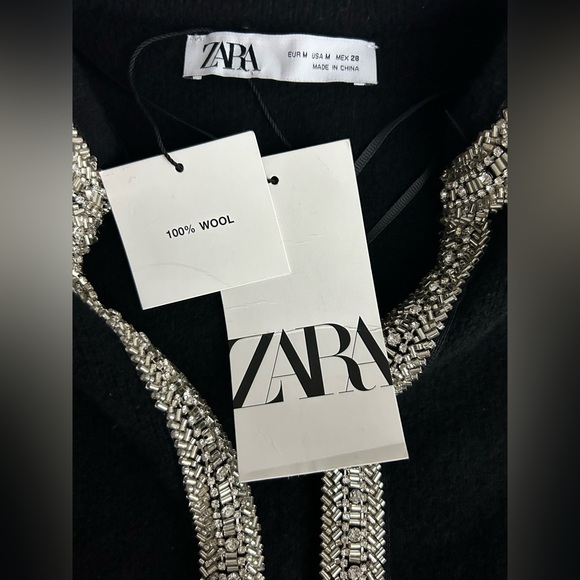 NWT Zara Jacket | ZARA 100% WOOL BEADED CARDIGAN/ JACKET (Size: M) - Picture 6 of 16